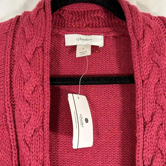 New CJ Banks Cardigan Women's 14W X Red Knit Wool Blend Open Front Long Sleeve - Picture 5 of 11